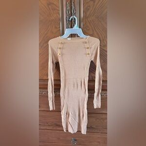 Nude bodycon thin sweater dress